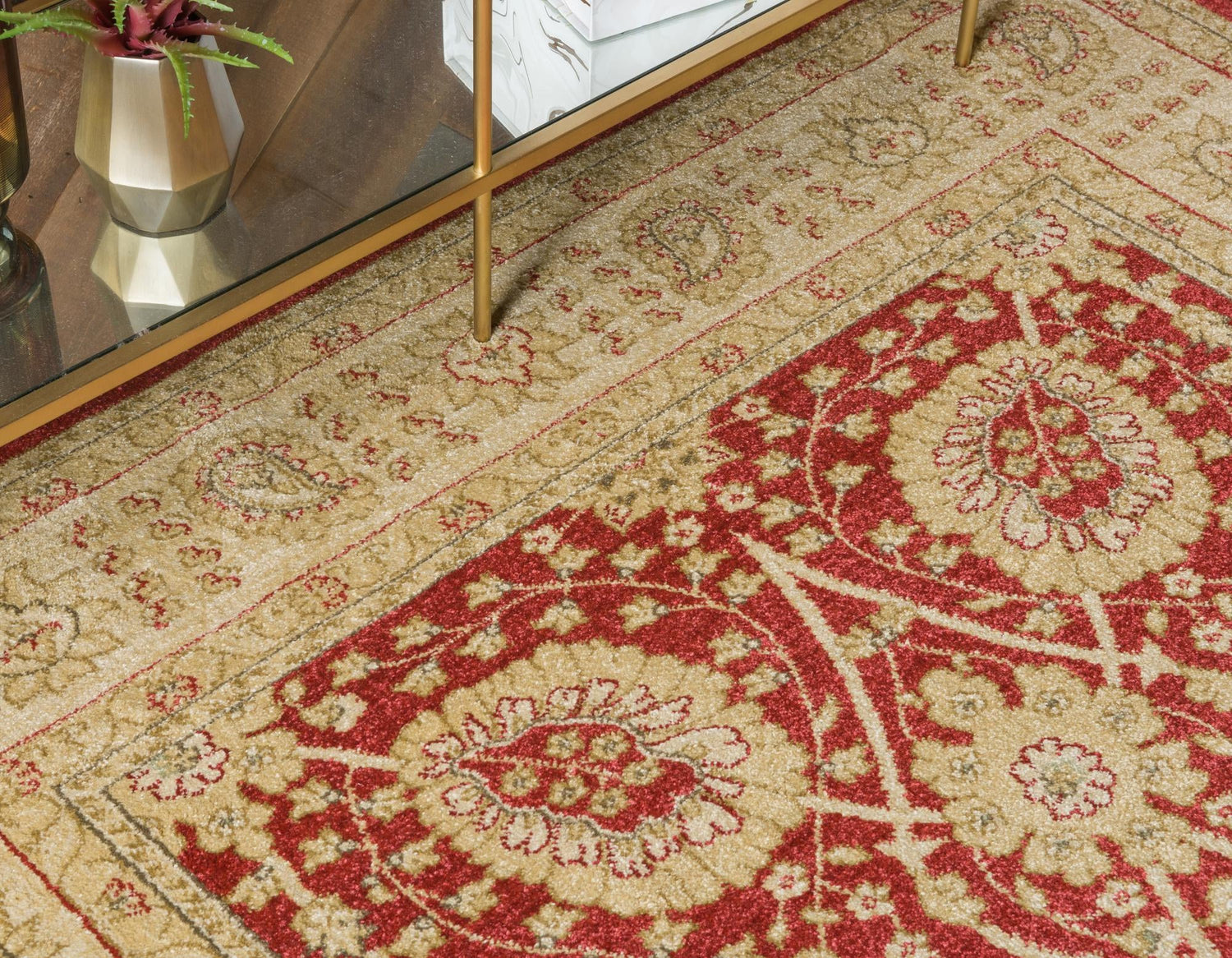 Red 10' 6 x 16' 5 Edinburgh Rectangle Area Rug 100% Polypropylene Easy Clean With Cotton Backing Traditional Classic Design Carpet for Living, Dining Room, Office for Sale at Rug Engine