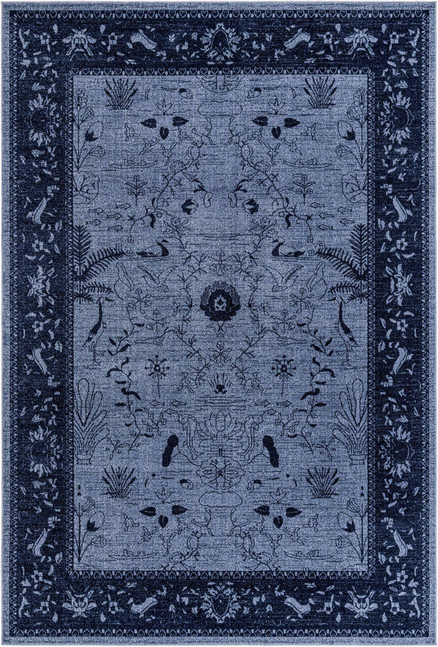 Blue 7' 1 x 10' La Jolla Rectangle Area Rug 100% Polypropylene Traditional Pattern Easy Clean Carpet for Living, Dining, Bedroom, Office for Sale at Rug Engine