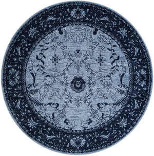 Blue 6' 1 x 6' 1 La Jolla Round Area Rug 100% Polypropylene Traditional Pattern Easy Clean Carpet for Living, Dining, Bedroom, Office for Sale at Rug Engine