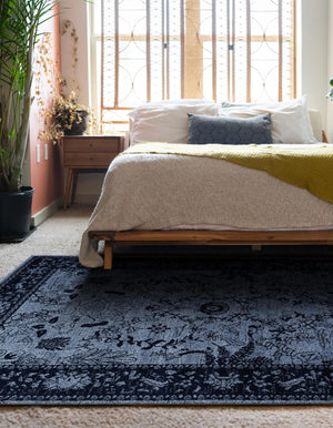 Blue 9' x 12' La Jolla Rectangle Area Rug 100% Polypropylene Traditional Pattern Easy Clean Carpet for Living, Dining, Bedroom, Office for Sale at Rug Engine