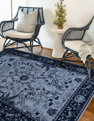 Blue 7' 1 x 10' La Jolla Rectangle Area Rug 100% Polypropylene Traditional Pattern Easy Clean Carpet for Living, Dining, Bedroom, Office for Sale at Rug Engine