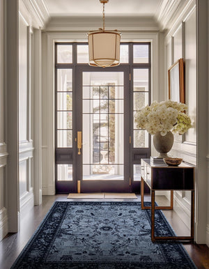 Blue 5' 3 x 8' La Jolla Rectangle Area Rug 100% Polypropylene Traditional Pattern Easy Clean Carpet for Living, Dining, Bedroom, Office for Sale at Rug Engine