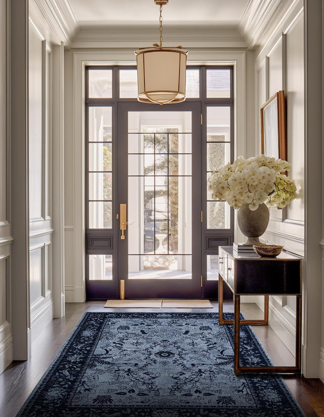 Blue 5' 3 x 8' La Jolla Rectangle Area Rug 100% Polypropylene Traditional Pattern Easy Clean Carpet for Living, Dining, Bedroom, Office for Sale at Rug Engine