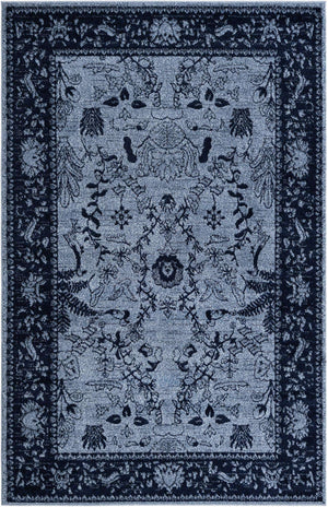 Blue 5' 3 x 8' La Jolla Rectangle Area Rug 100% Polypropylene Traditional Pattern Easy Clean Carpet for Living, Dining, Bedroom, Office for Sale at Rug Engine