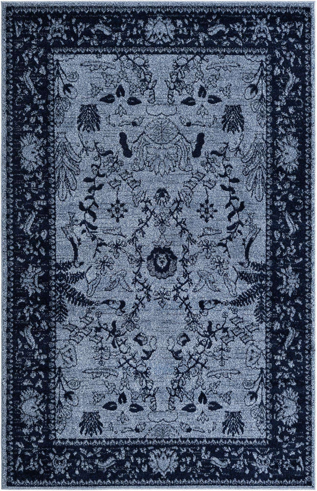 Blue 5' 3 x 8' La Jolla Rectangle Area Rug 100% Polypropylene Traditional Pattern Easy Clean Carpet for Living, Dining, Bedroom, Office for Sale at Rug Engine