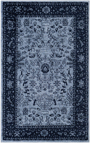 Blue 3' 1 x 5' 3 La Jolla Rectangle Area Rug 100% Polypropylene Traditional Pattern Easy Clean Carpet for Living, Dining, Bedroom, Office for Sale at Rug Engine