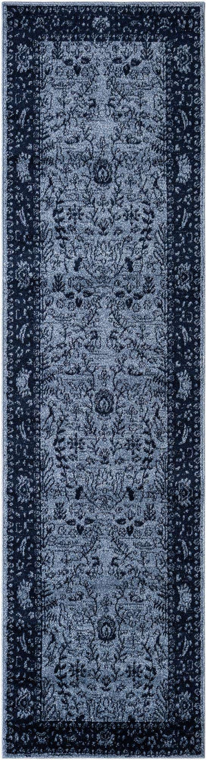 Blue 2' 7 x 10' La Jolla Runner Area Rug 100% Polypropylene Traditional Pattern Easy Clean Carpet for Living, Dining, Bedroom, Office for Sale at Rug Engine