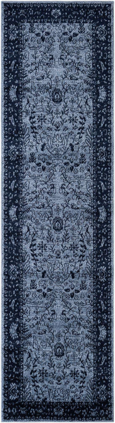 Blue 2' 7 x 10' La Jolla Runner Area Rug 100% Polypropylene Traditional Pattern Easy Clean Carpet for Living, Dining, Bedroom, Office for Sale at Rug Engine