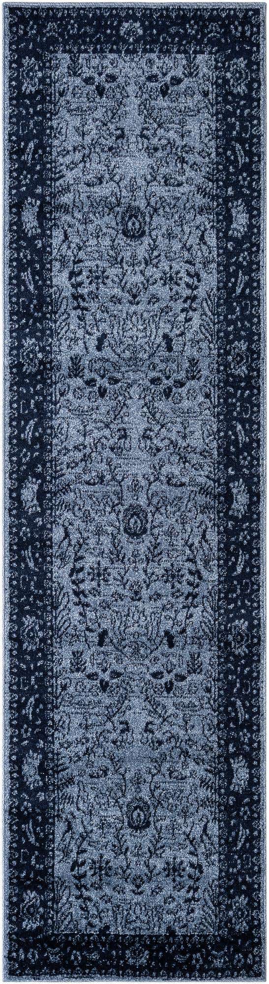 Blue 2' 7 x 10' La Jolla Runner Area Rug 100% Polypropylene Traditional Pattern Easy Clean Carpet for Living, Dining, Bedroom, Office for Sale at Rug Engine