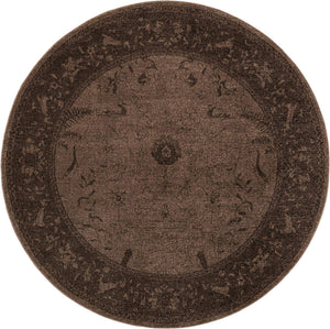 Brown 7' 10 x 7' 10 La Jolla Round Area Rug 100% Polypropylene Traditional Pattern Easy Clean Carpet for Living, Dining, Bedroom, Office for Sale at Rug Engine