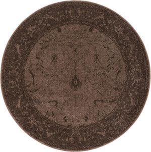 Brown 6' 1 x 6' 1 La Jolla Round Area Rug 100% Polypropylene Traditional Pattern Easy Clean Carpet for Living, Dining, Bedroom, Office for Sale at Rug Engine