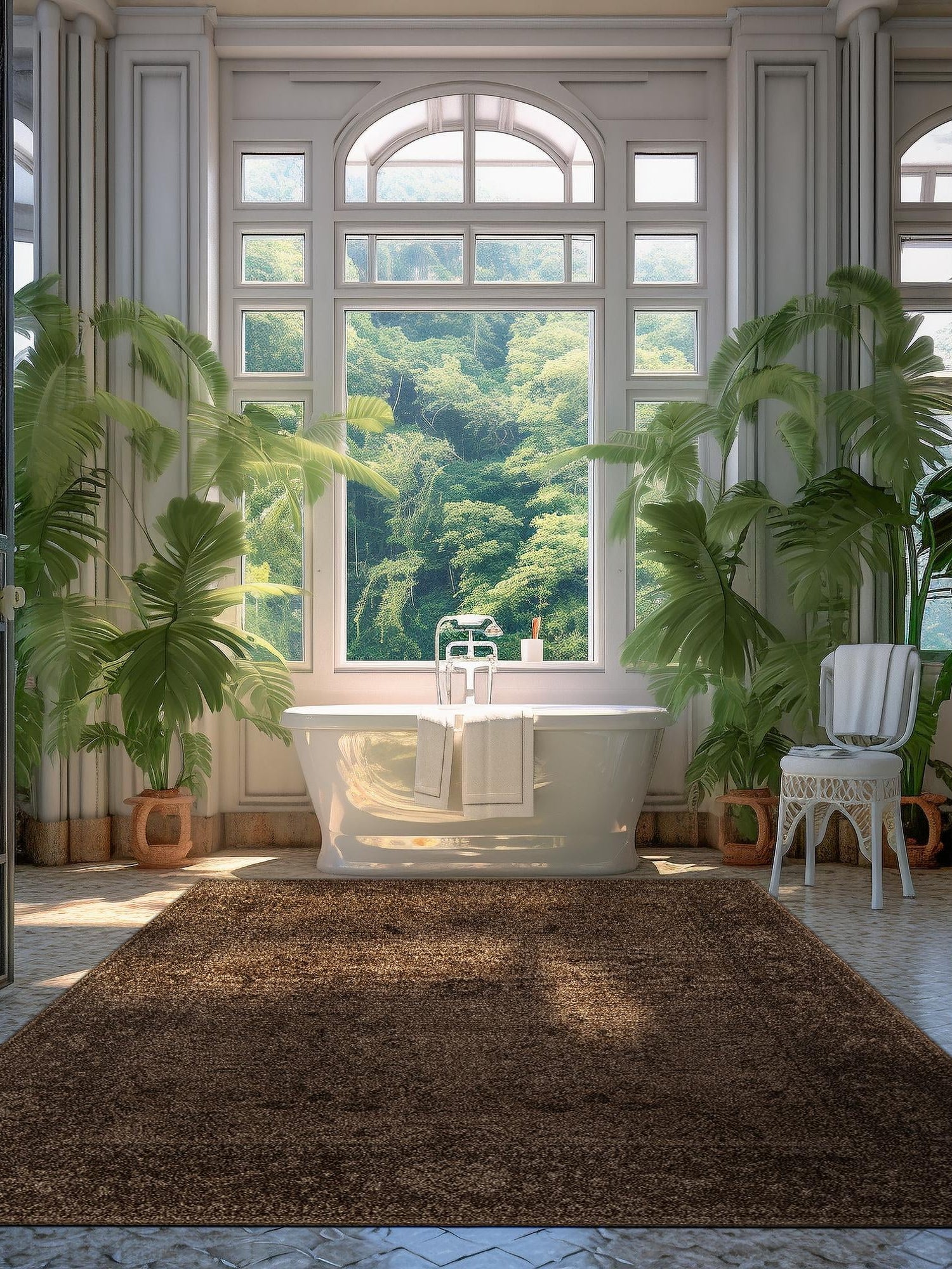 Brown 5' 3 x 8' La Jolla Rectangle Area Rug 100% Polypropylene Traditional Pattern Easy Clean Carpet for Living, Dining, Bedroom, Office for Sale at Rug Engine