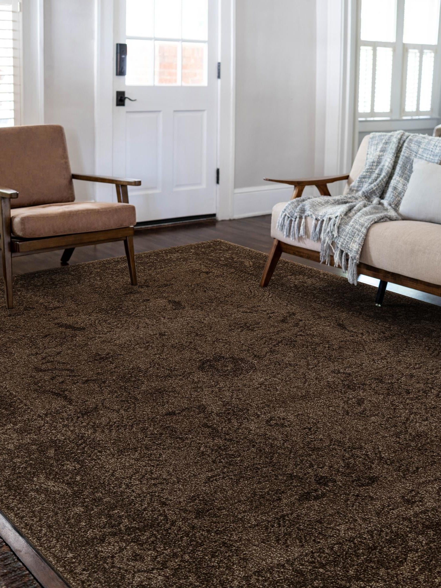 Brown 5' 3 x 8' La Jolla Rectangle Area Rug 100% Polypropylene Traditional Pattern Easy Clean Carpet for Living, Dining, Bedroom, Office for Sale at Rug Engine