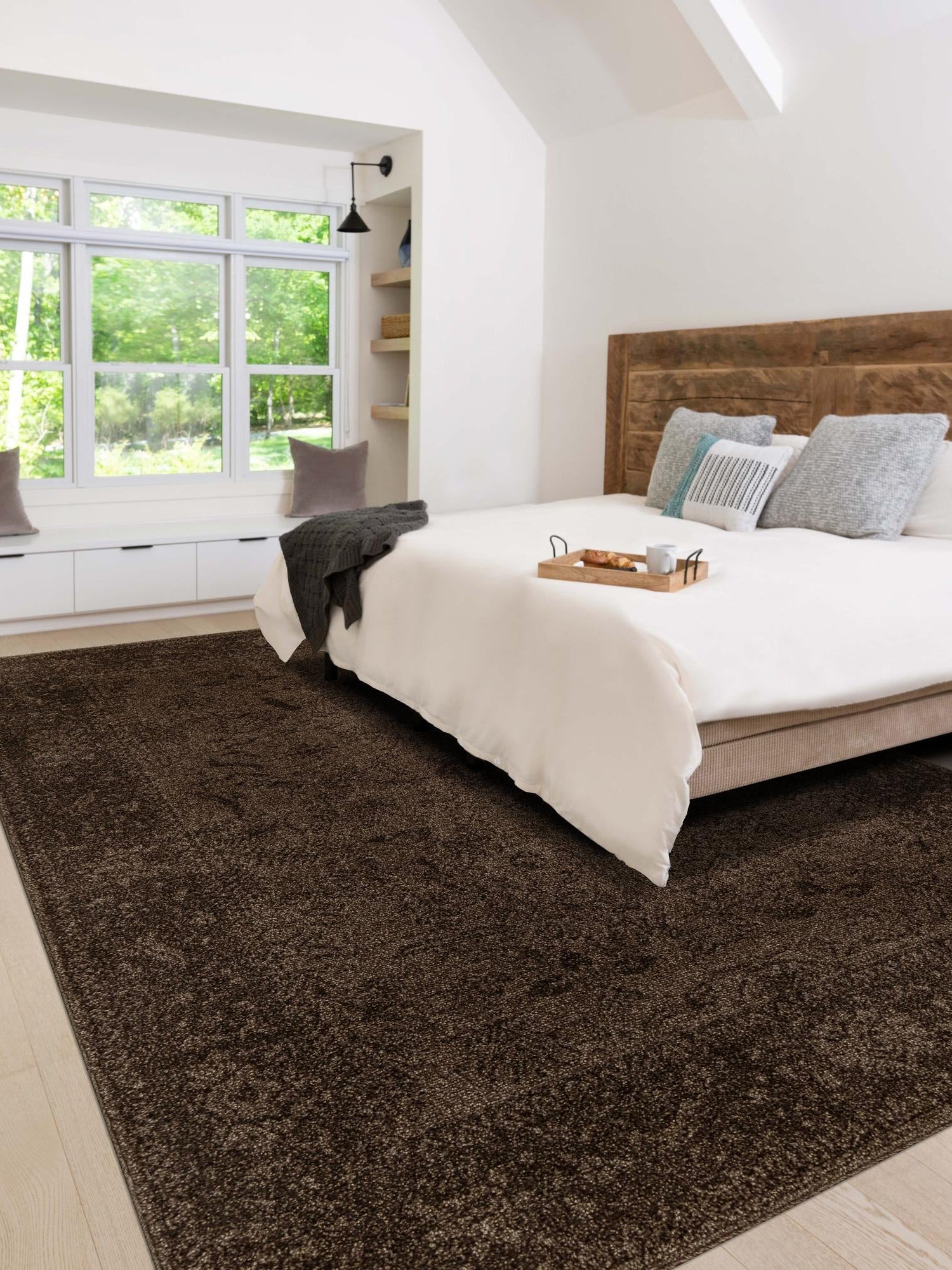 Brown 7' 1 x 10' La Jolla Rectangle Area Rug 100% Polypropylene Traditional Pattern Easy Clean Carpet for Living, Dining, Bedroom, Office for Sale at Rug Engine