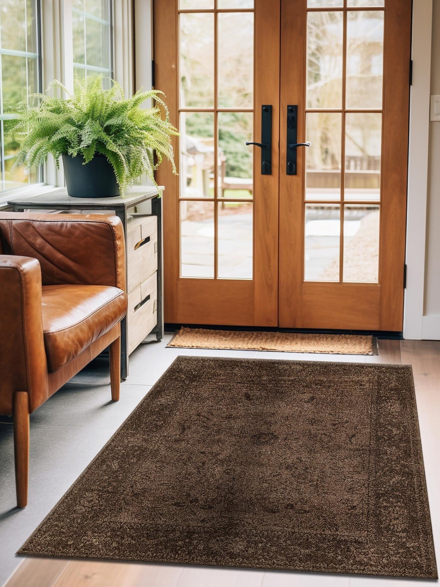 Brown 6' 1 x 9' La Jolla Rectangle Area Rug 100% Polypropylene Traditional Pattern Easy Clean Carpet for Living, Dining, Bedroom, Office for Sale at Rug Engine