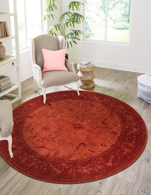 Rust Red 12' 2 x 12' 2 La Jolla Round Area Rug 100% Polypropylene Traditional Pattern Easy Clean Carpet for Living, Dining, Bedroom, Office for Sale at Rug Engine