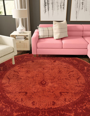 Rust Red 12' 2 x 12' 2 La Jolla Round Area Rug 100% Polypropylene Traditional Pattern Easy Clean Carpet for Living, Dining, Bedroom, Office for Sale at Rug Engine