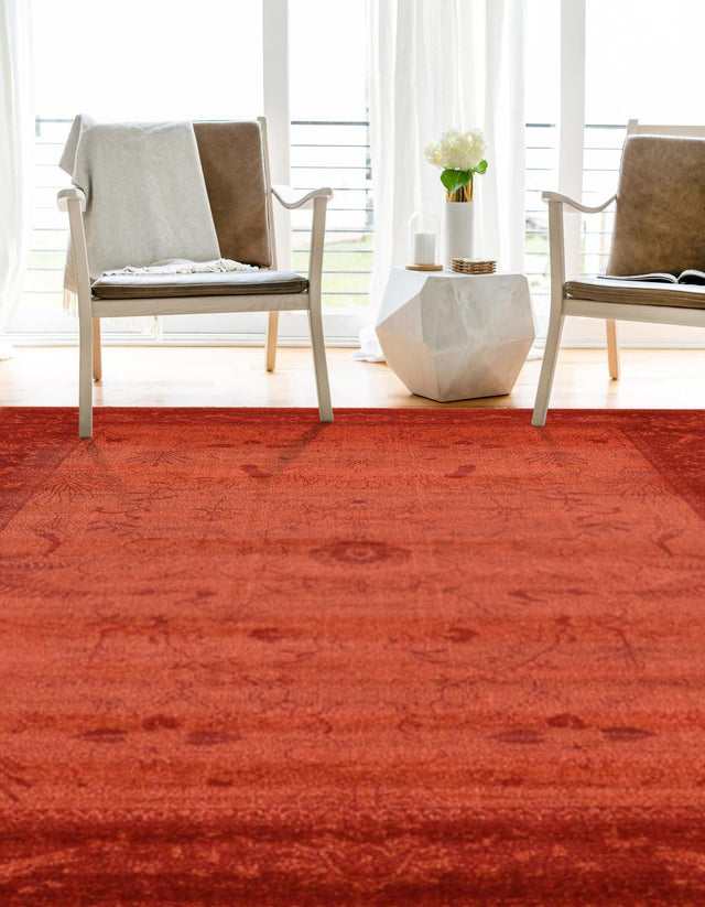 Rust Red 10' 6 x 16' 5 La Jolla Rectangle Area Rug 100% Polypropylene Traditional Pattern Easy Clean Carpet for Living, Dining, Bedroom, Office for Sale at Rug Engine
