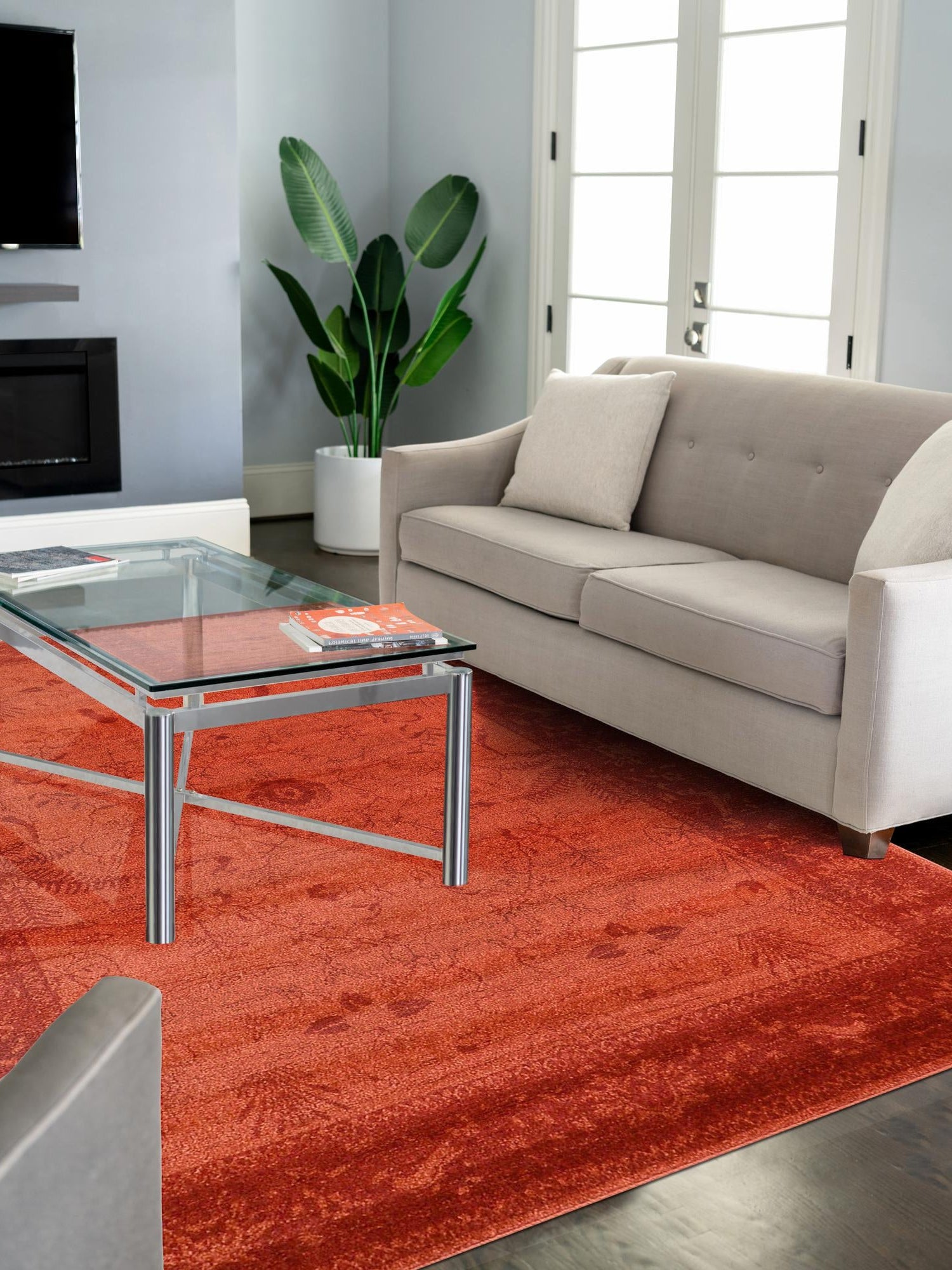 Rust Red 9' x 12' La Jolla Rectangle Area Rug 100% Polypropylene Traditional Pattern Easy Clean Carpet for Living, Dining, Bedroom, Office for Sale at Rug Engine