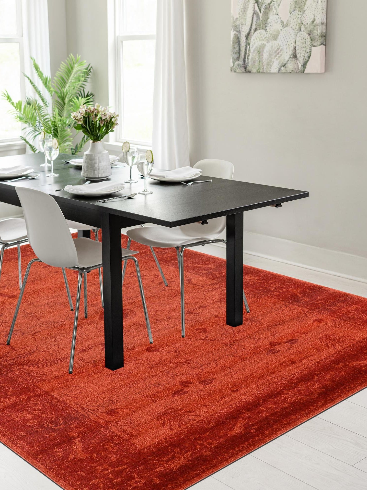 Rust Red 9' x 12' La Jolla Rectangle Area Rug 100% Polypropylene Traditional Pattern Easy Clean Carpet for Living, Dining, Bedroom, Office for Sale at Rug Engine