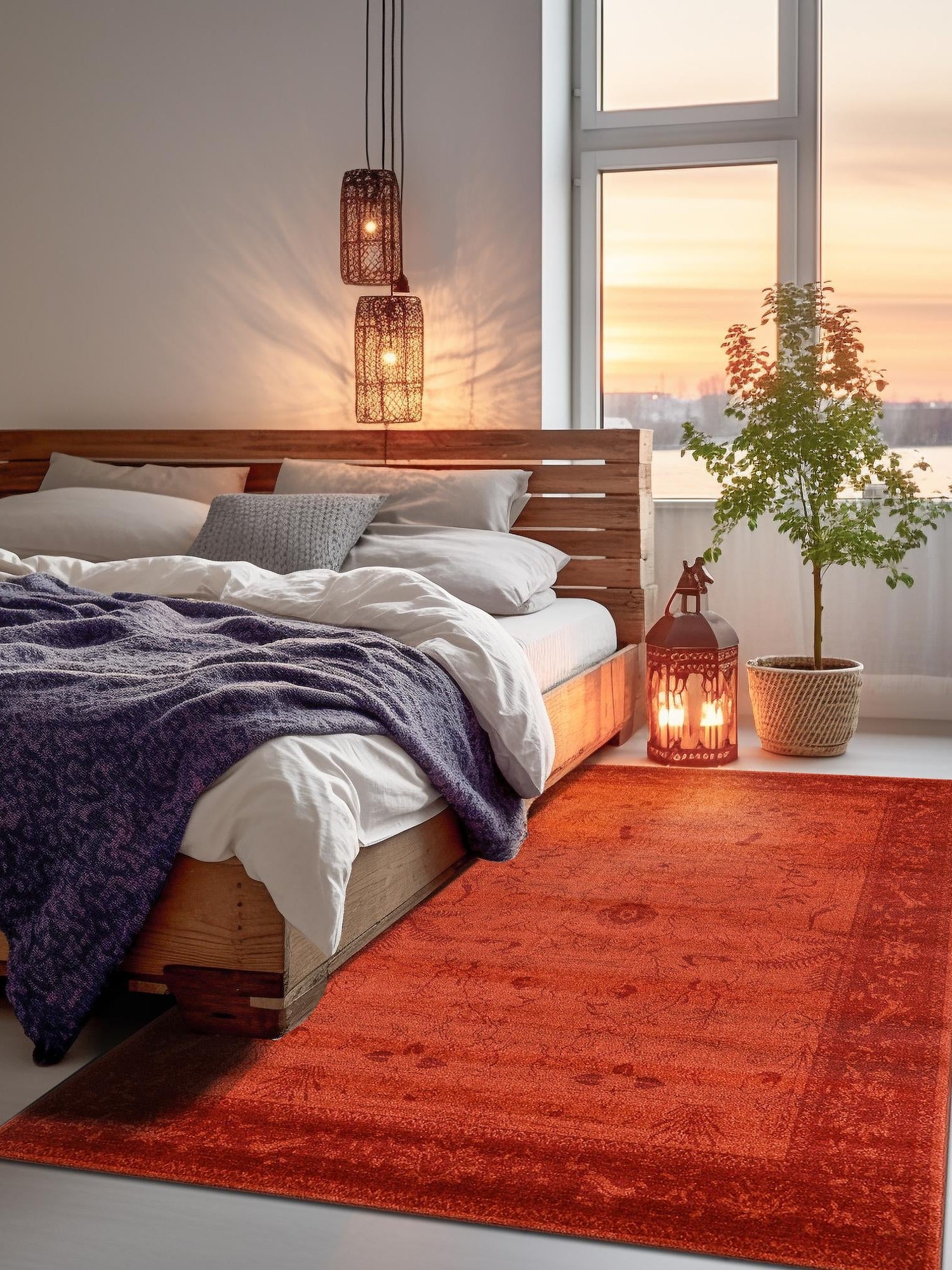 Rust Red 9' x 12' La Jolla Rectangle Area Rug 100% Polypropylene Traditional Pattern Easy Clean Carpet for Living, Dining, Bedroom, Office for Sale at Rug Engine