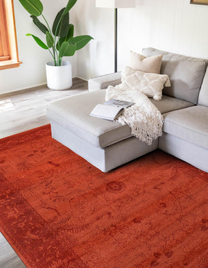 Rust Red 7' 1 x 10' La Jolla Rectangle Area Rug 100% Polypropylene Traditional Pattern Easy Clean Carpet for Living, Dining, Bedroom, Office for Sale at Rug Engine
