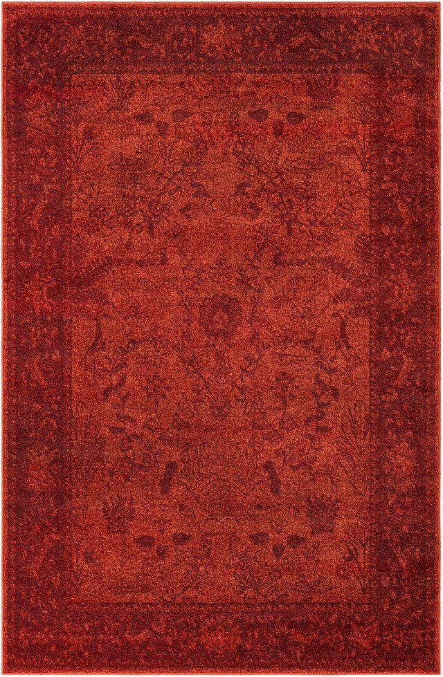 Rust Red 5' 3 x 8' La Jolla Rectangle Area Rug 100% Polypropylene Traditional Pattern Easy Clean Carpet for Living, Dining, Bedroom, Office for Sale at Rug Engine