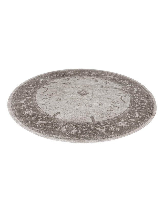 Light Gray 7' 10 x 7' 10 La Jolla Round Area Rug 100% Polypropylene Traditional Pattern Easy Clean Carpet for Living, Dining, Bedroom, Office for Sale at Rug Engine