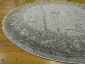 Light Gray 7' 10 x 7' 10 La Jolla Round Area Rug 100% Polypropylene Traditional Pattern Easy Clean Carpet for Living, Dining, Bedroom, Office for Sale at Rug Engine
