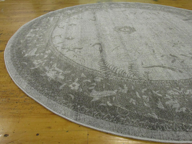 Light Gray 7' 10 x 7' 10 La Jolla Round Area Rug 100% Polypropylene Traditional Pattern Easy Clean Carpet for Living, Dining, Bedroom, Office for Sale at Rug Engine