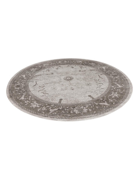 Light Gray 7' 10 x 7' 10 La Jolla Round Area Rug 100% Polypropylene Traditional Pattern Easy Clean Carpet for Living, Dining, Bedroom, Office for Sale at Rug Engine