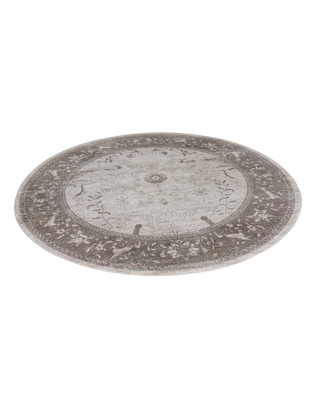 Light Gray 7' 10 x 7' 10 La Jolla Round Area Rug 100% Polypropylene Traditional Pattern Easy Clean Carpet for Living, Dining, Bedroom, Office for Sale at Rug Engine