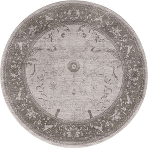 Light Gray 7' 10 x 7' 10 La Jolla Round Area Rug 100% Polypropylene Traditional Pattern Easy Clean Carpet for Living, Dining, Bedroom, Office for Sale at Rug Engine