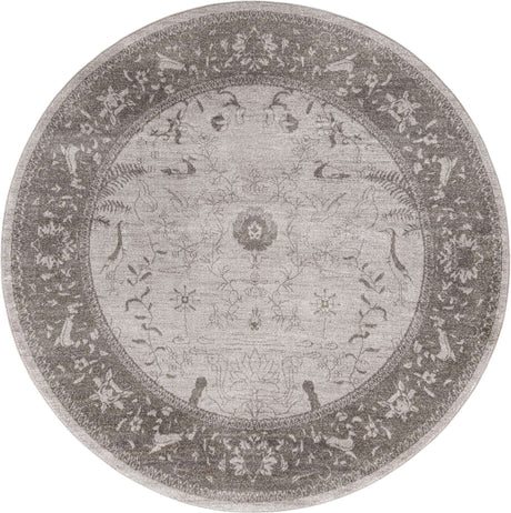 Light Gray 7' 10 x 7' 10 La Jolla Round Area Rug 100% Polypropylene Traditional Pattern Easy Clean Carpet for Living, Dining, Bedroom, Office for Sale at Rug Engine