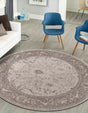 Light Gray 6' 1 x 6' 1 La Jolla Round Area Rug 100% Polypropylene Traditional Pattern Easy Clean Carpet for Living, Dining, Bedroom, Office for Sale at Rug Engine