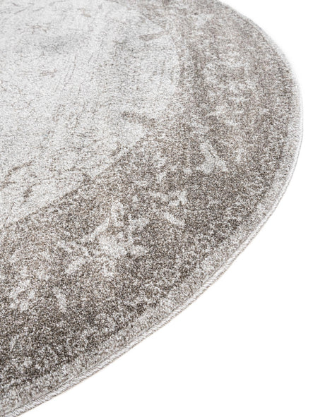 Light Gray 7' 10 x 7' 10 La Jolla Round Area Rug 100% Polypropylene Traditional Pattern Easy Clean Carpet for Living, Dining, Bedroom, Office for Sale at Rug Engine