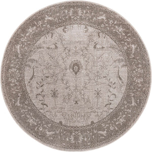 Light Gray 6' 1 x 6' 1 La Jolla Round Area Rug 100% Polypropylene Traditional Pattern Easy Clean Carpet for Living, Dining, Bedroom, Office for Sale at Rug Engine