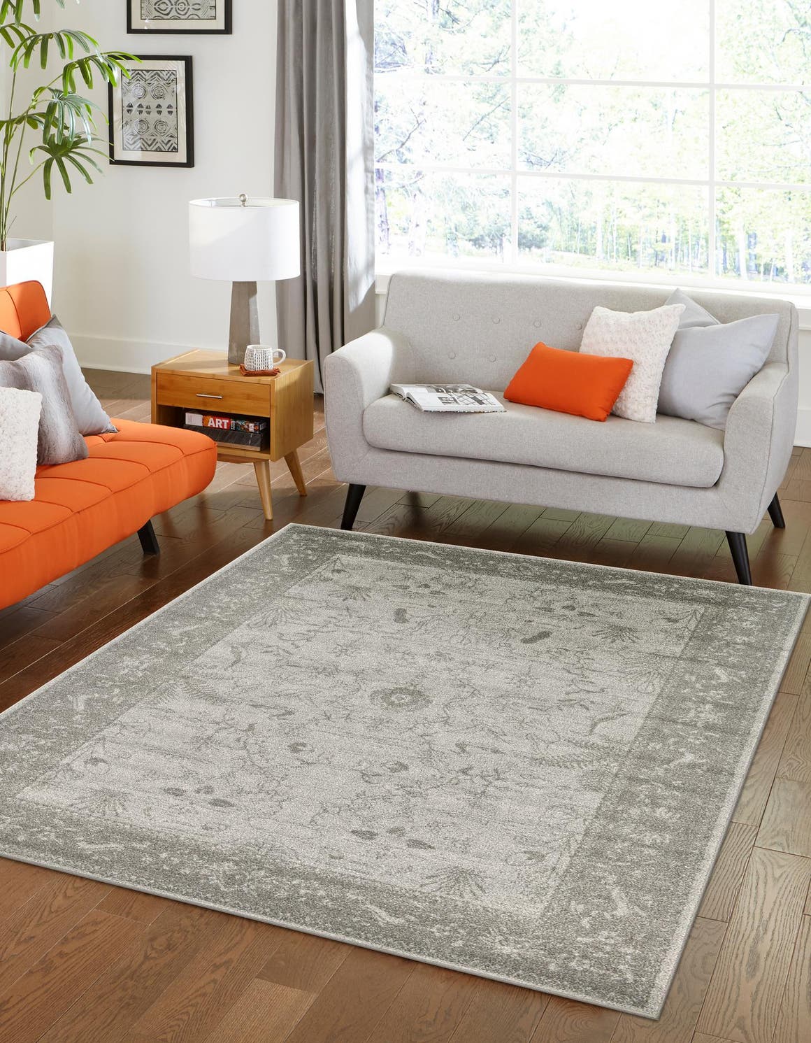 Light Gray 7' 1 x 10' La Jolla Rectangle Area Rug 100% Polypropylene Traditional Pattern Easy Clean Carpet for Living, Dining, Bedroom, Office for Sale at Rug Engine