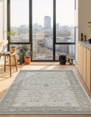 Light Gray 10' x 13' 1 La Jolla Rectangle Area Rug 100% Polypropylene Traditional Pattern Easy Clean Carpet for Living, Dining, Bedroom, Office for Sale at Rug Engine