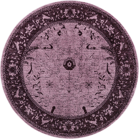 Purple 7' 10 x 7' 10 La Jolla Round Area Rug 100% Polypropylene Traditional Pattern Easy Clean Carpet for Living, Dining, Bedroom, Office for Sale at Rug Engine