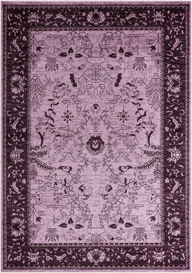 Purple 7' 1 x 10' La Jolla Rectangle Area Rug 100% Polypropylene Traditional Pattern Easy Clean Carpet for Living, Dining, Bedroom, Office for Sale at Rug Engine