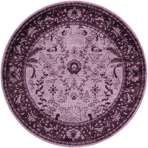 Purple 6' 1 x 6' 1 La Jolla Round Area Rug 100% Polypropylene Traditional Pattern Easy Clean Carpet for Living, Dining, Bedroom, Office for Sale at Rug Engine