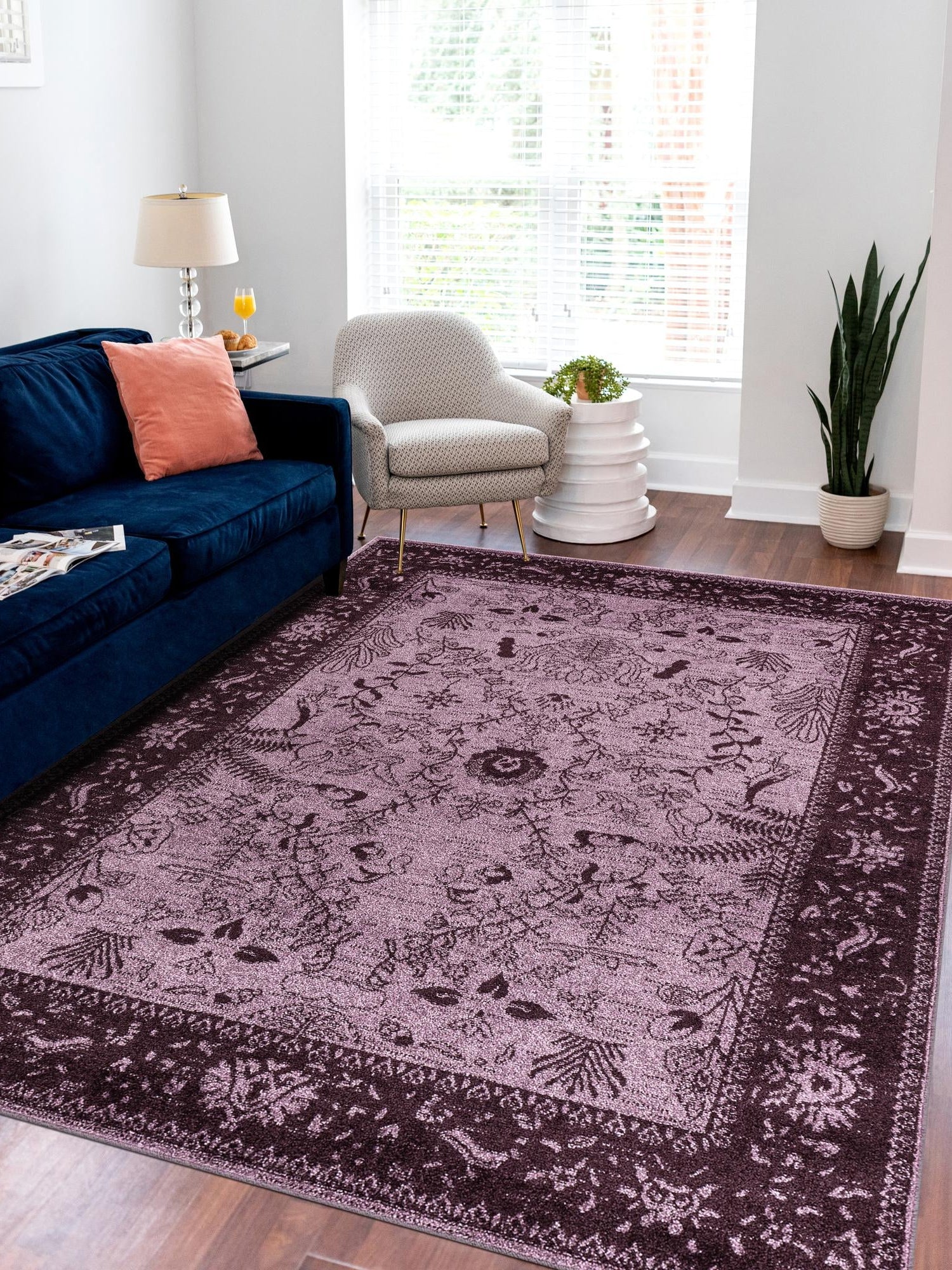 Purple 10' 6 x 16' 5 La Jolla Rectangle Area Rug 100% Polypropylene Traditional Pattern Easy Clean Carpet for Living, Dining, Bedroom, Office for Sale at Rug Engine