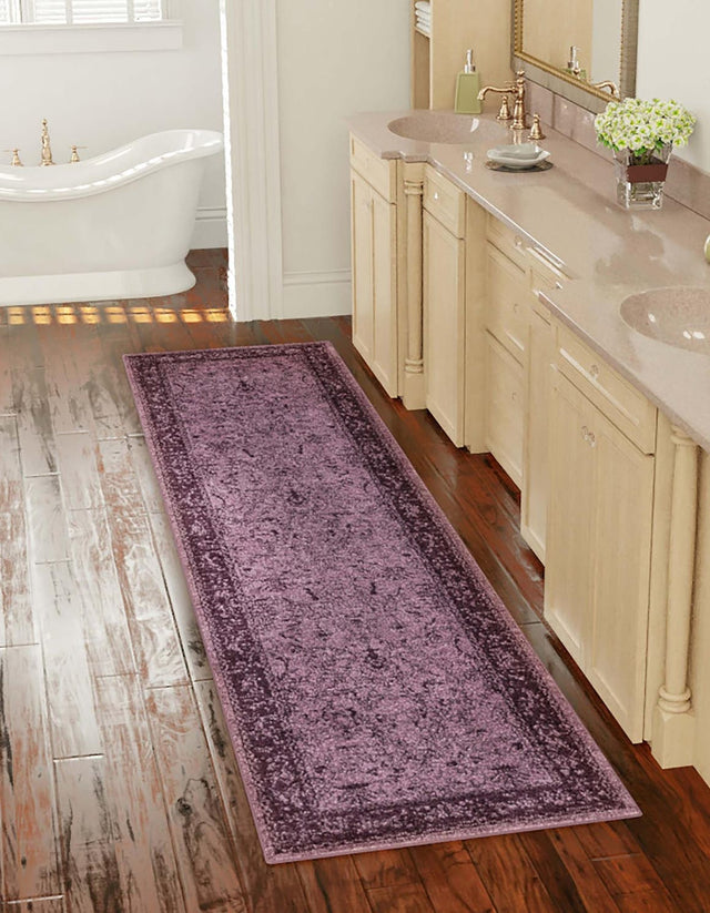 Purple 2' 7 x 10' La Jolla Runner Area Rug 100% Polypropylene Traditional Pattern Easy Clean Carpet for Living, Dining, Bedroom, Office for Sale at Rug Engine
