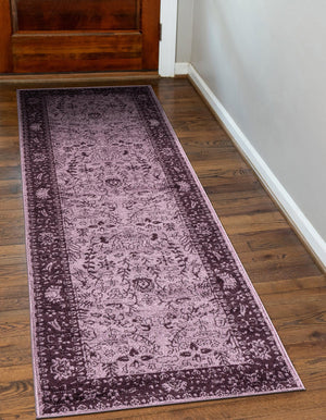 Purple 2' 7 x 10' La Jolla Runner Area Rug 100% Polypropylene Traditional Pattern Easy Clean Carpet for Living, Dining, Bedroom, Office for Sale at Rug Engine
