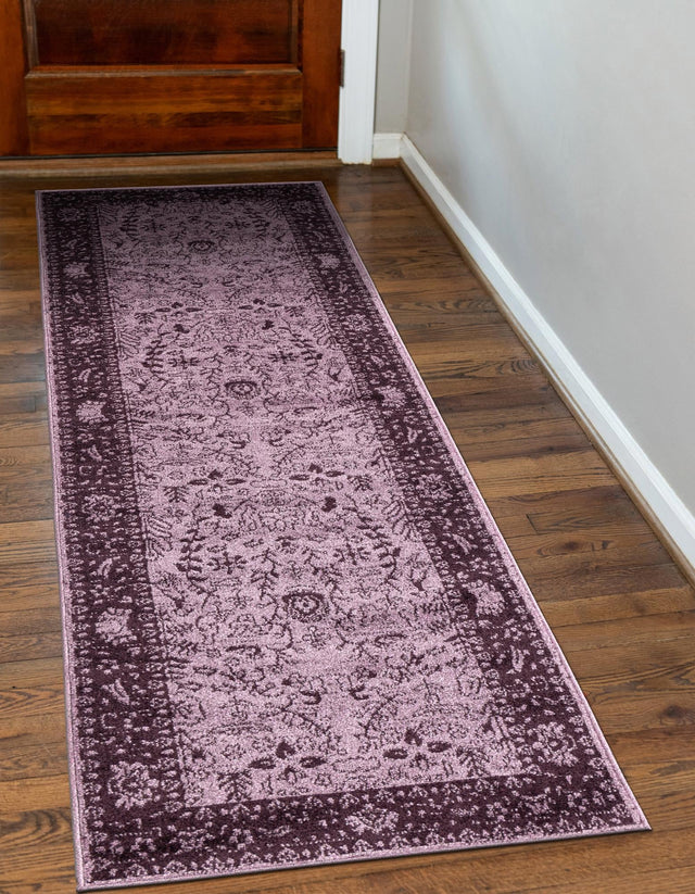 Purple 2' 7 x 10' La Jolla Runner Area Rug 100% Polypropylene Traditional Pattern Easy Clean Carpet for Living, Dining, Bedroom, Office for Sale at Rug Engine