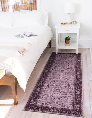 Purple 2' 7 x 10' La Jolla Runner Area Rug 100% Polypropylene Traditional Pattern Easy Clean Carpet for Living, Dining, Bedroom, Office for Sale at Rug Engine