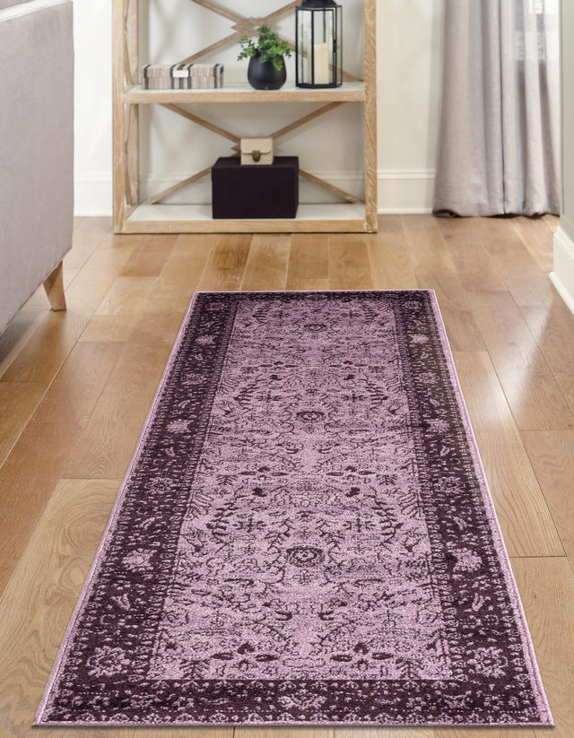 Purple 2' 7 x 10' La Jolla Runner Area Rug 100% Polypropylene Traditional Pattern Easy Clean Carpet for Living, Dining, Bedroom, Office for Sale at Rug Engine