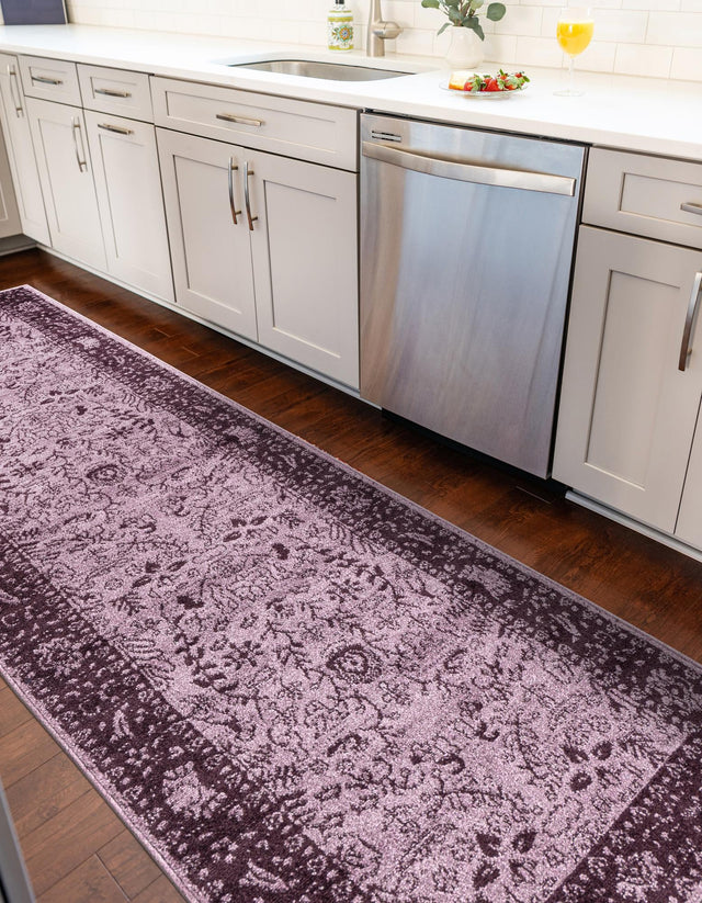 Purple 2' 7 x 10' La Jolla Runner Area Rug 100% Polypropylene Traditional Pattern Easy Clean Carpet for Living, Dining, Bedroom, Office for Sale at Rug Engine