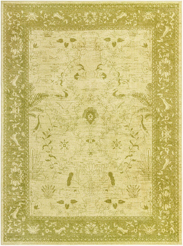 Light Green 9' x 12' La Jolla Rectangle Area Rug 100% Polypropylene Traditional Pattern Easy Clean Carpet for Living, Dining, Bedroom, Office for Sale at Rug Engine